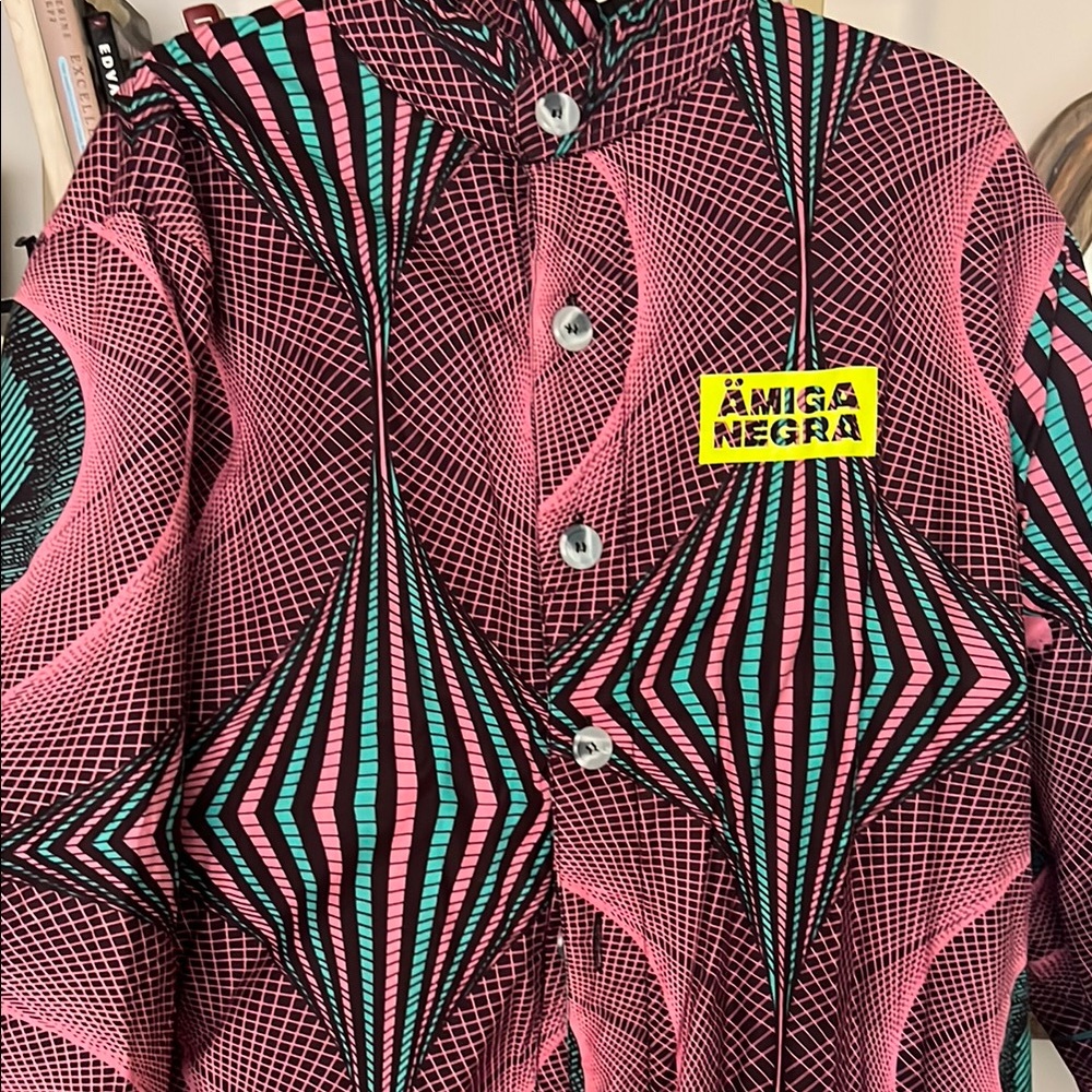 Amiga Negra Pink Geometric Print Coat